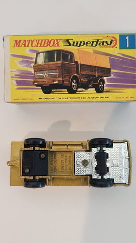 Matchbox Lesney Superfast 1 Mercedes Truck w Original Box Gold & Yellow Canopy - Picture 2 of 4
