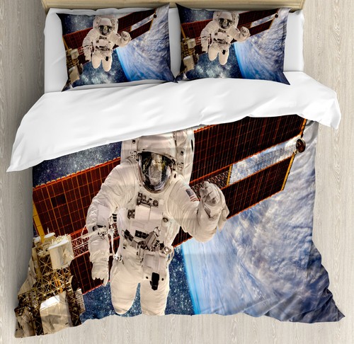 Outer Space Duvet Cover Set with Pillow Shams Gravity Astronaut Print