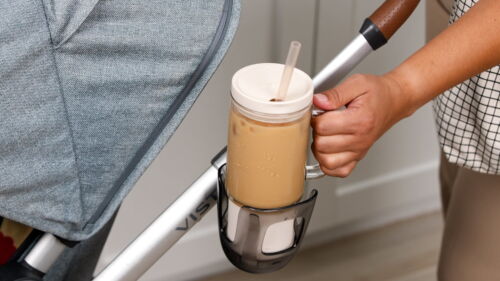 18oz Glass Travel Mug with Straw , Beige - Picture 2 of 2