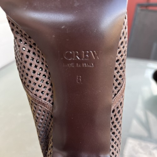 J Crew Perforated Leather High Heel Oxfords Pumps Lace Up Womens Shoes Size 8 - Picture 10 of 11