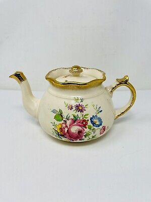 Vintage Arthur Wood & Son Floral & Gold Rim Rare Teapot