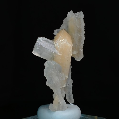 Apofilita y estilbita en calcedonia espécimen de formación de estalactitas naturales 196ct - Imagen 3 de 8