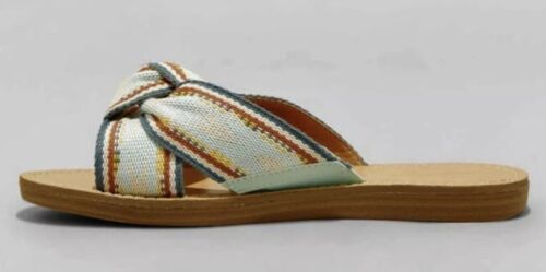 New Womens Melody Knotted Slide Glide Sandals Teal Stripe Universal Thread Sz 9 - Picture 2 of 3