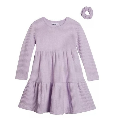 EPIC THREADS Girls Thermal Waffle Tiered Dress with Scrunchie Lavender NWT $32 - 第 1/8 張圖片