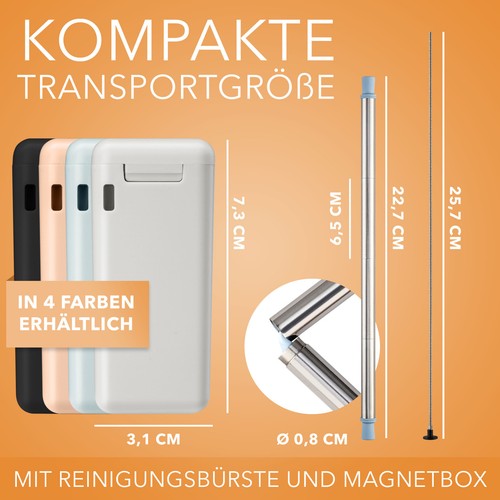 AVANA Riciclabile Acciaio Inox Cannucce Privo-Bpa Silicone da Festa 2er Set - Bild 4 von 7