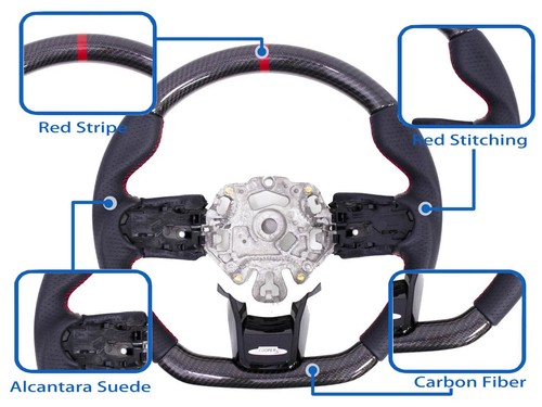 Carbon Steering Wheel Red Stripe For 2021-2024 Mini Cooper F55 F56 F57 F60 S LC2 - Picture 3 of 11