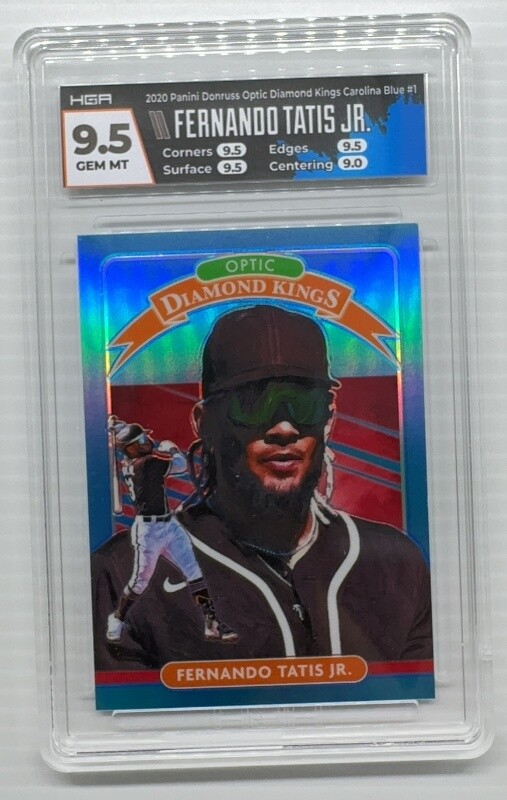 2020 Donruss Optic Fernando Tatis Jr. DK Carolina Blue Prizm #3/50 HGA 9.5