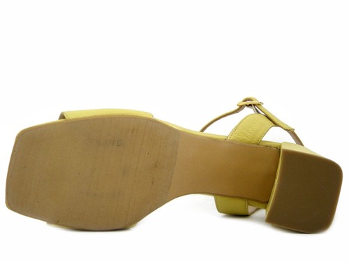 Sandali Donna in Pelle Nappa Giallo 37 Tacco Alto 7,5 cm Made in Italy - Foto 5 di 5