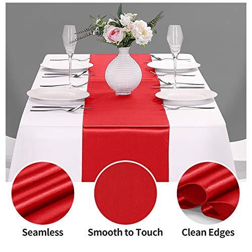 -Pack Satin Table Runner 12 x 108 inches Long, Table Runners for Wedding, 5 Red - Bild 3 von 6