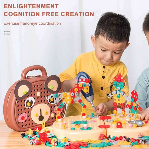 Magic Montessori Play Toolbox With Electric Drill Screw Tool Set Puzzle Toy Gift - Picture 5 of 12