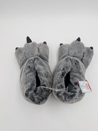Cat & Jack Youth Boys Slippers Size L 4/5 Gray Monster Feet Claws Wolf NEW - Picture 11 of 13