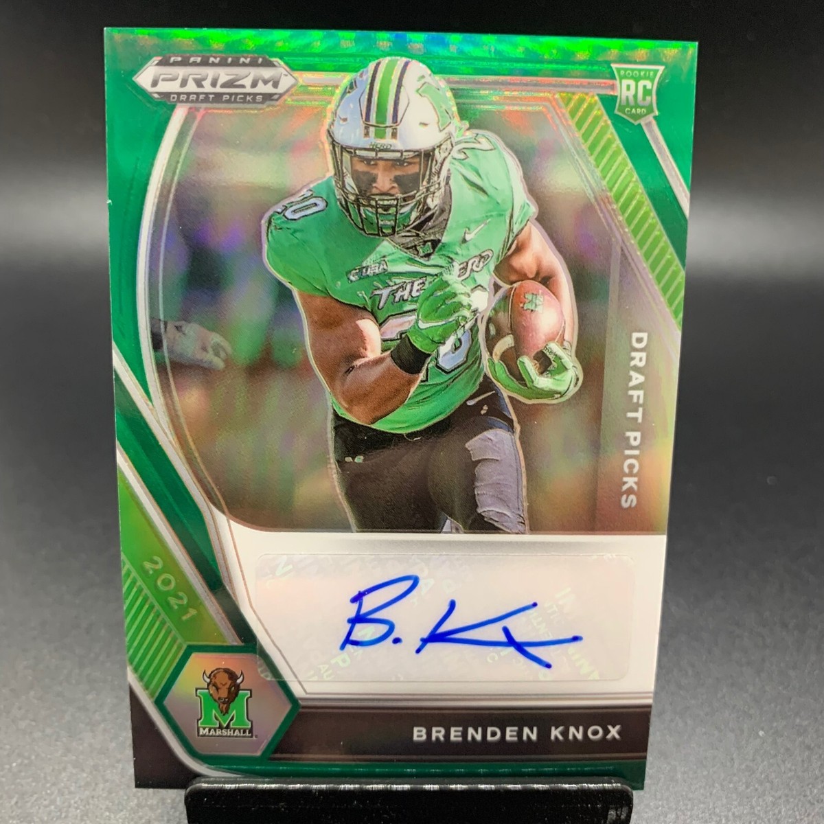 2021 Panini Prizm Draft Picks #DPA-BKN Brenden Knox Green RC Auto