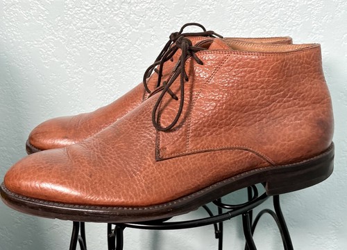 GRAVATI Italy Peccary Leather Brown Lace Up Chukka Boots Mens Size 10 M - RARE - Picture 3 of 10