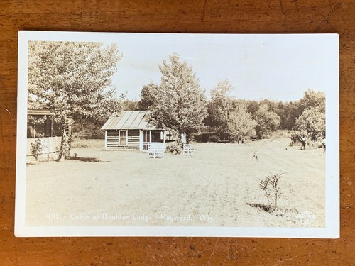 Wisconsin WI, RPPC, Hayward, Cabin at Boulder Lodge, ca 1940