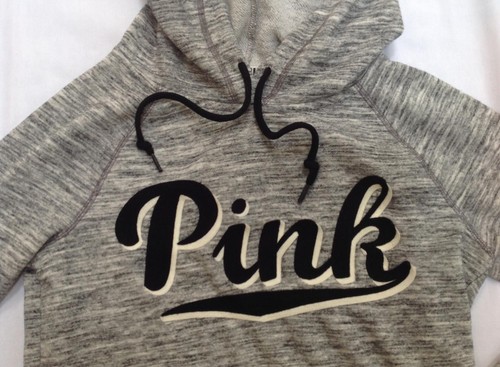 Victorias Secret Rosa Gris Negro Blanco Logotipo Suéter Sudadera con Capucha XS - Imagen 2 de 4