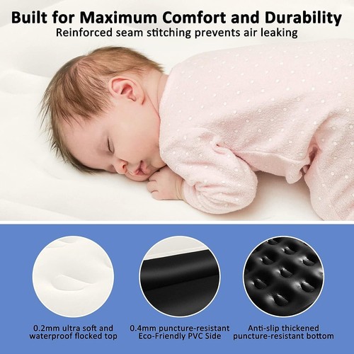 Fast Inflatable Twin Air Mattress with Built-in Pump For Camping, Home, Guests - Picture 4 of 7