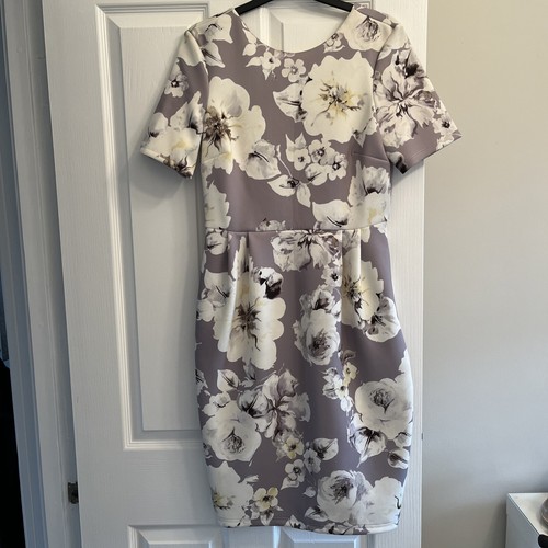Asos dress size 14 summer wedding bnwt cream grey occasion floral eBay