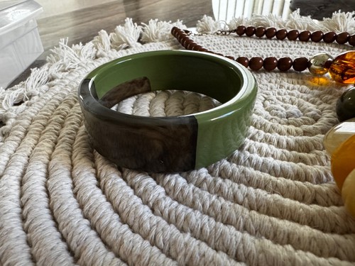 Set collana e bracciale stile anni 80 acrilico multicolore - verde/marrone/grigio/giallo - Foto 2 di 3