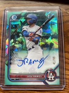 2022 Bowman Chrome Jose Ramos Aqua Refractor Prospect Auto /99 Dodgers Sapphire