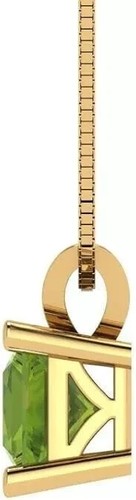0.52 Ct Peridot Solitaire Pendant 10K Solid Yellow Gold - Picture 4 of 4