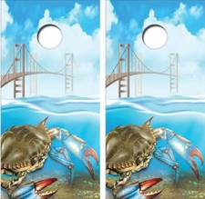 Maryland Crab Themed Cornhole Wood Board Skin Wrap