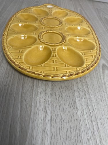 Vintage Teufel Eierteller Keramik Servierschale gelb 10 Eier Japan - Bild 8 von 24