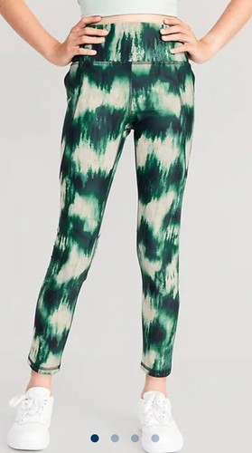 NWT Girls Old Navy PowerSoft 7/8 Hi Rise Leggings Size XS (5) Green Tie Dye - Picture 3 of 12