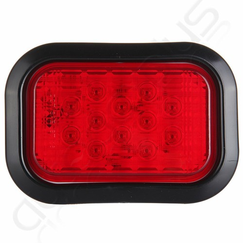 4xRed/White 5"x3" 12LED Rectangle Stop Turn Tail Truck Trailer Lamps Flush Mount - Picture 6 of 12