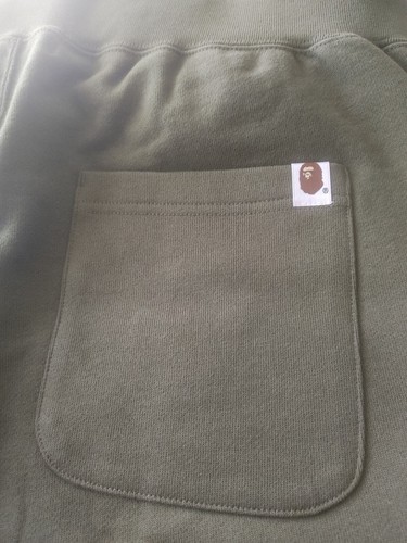 A BATHING APE Bape Shark Head OLIVE Sweat Pants Size LARGE - Picture 7 of 7