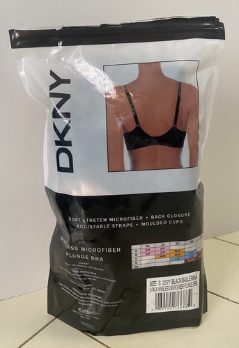 2 DKNY Wireless Microfiber Plunge Bras Black and Ballerina Pink Small I257Y - Picture 14 of 14