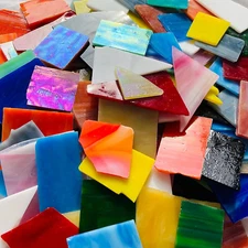 Mosaic Tiles Stained Glass Sheets for Crafts Bulk, Broken Glass Pieces, Variety 