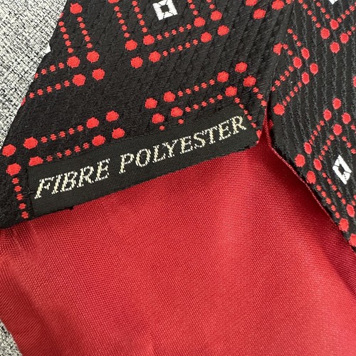 Vintage French Tie Black Red Geometric Fabrice De Loncham Paris Mod Retro - Picture 7 of 7