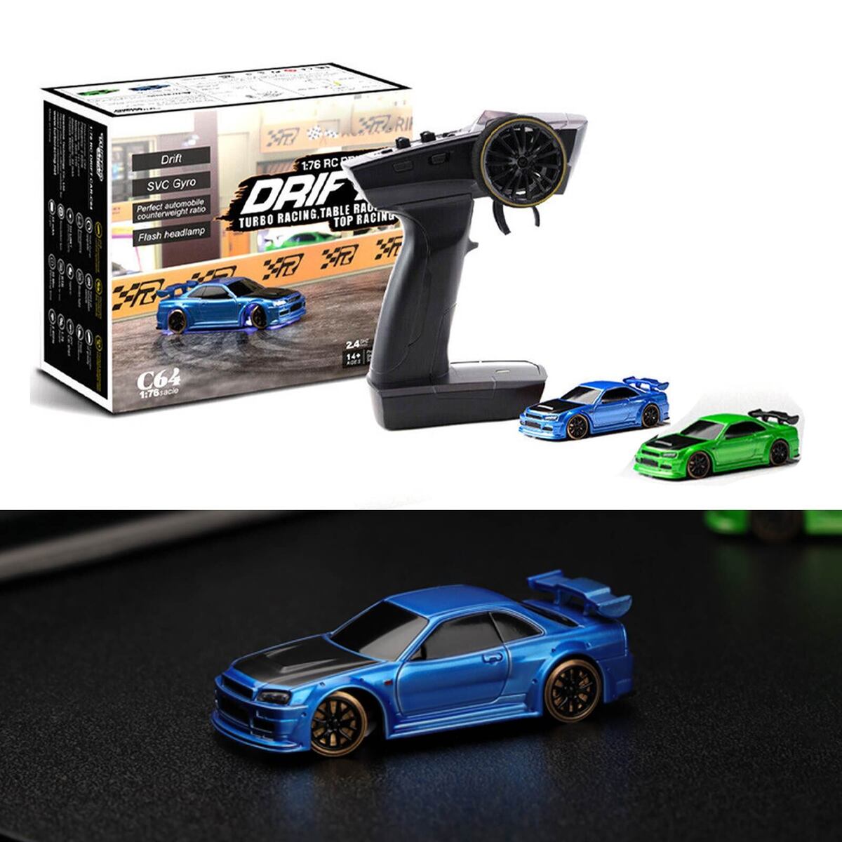 RC Drift Car Turbo Racing 1:76 C64 Mini RC Car Toys