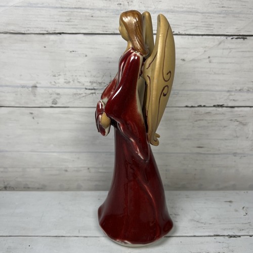 Vintage Angel Figurine Red Heart Believe Heavenly Figure 9" - Picture 4 of 9