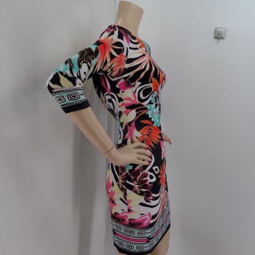 CACHE MULTICOLOR FLORAL 3/4 SLEEVES SHEATH TROPICAL BODYCON DRESS SIZE: 2 EUC - Picture 3 of 4
