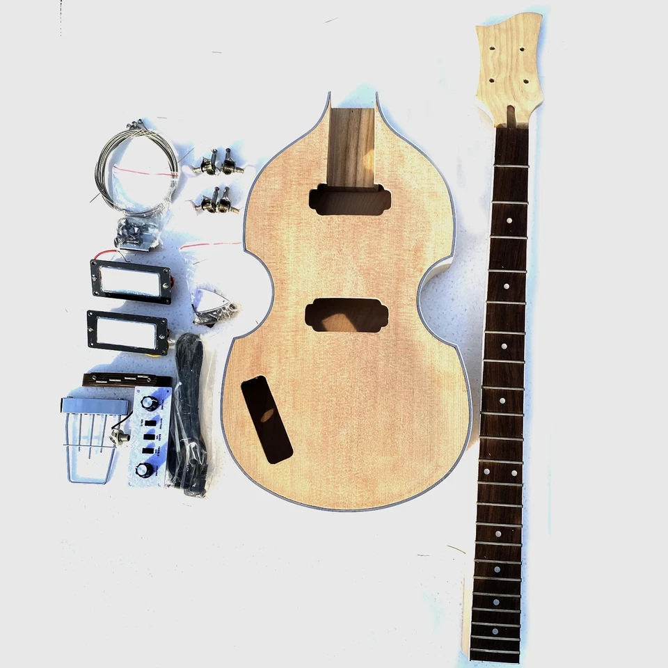 NEW DIY Electric Bass Guitar Kit Violin Bass Build Your Own in left hand Style - Image 2 of 3