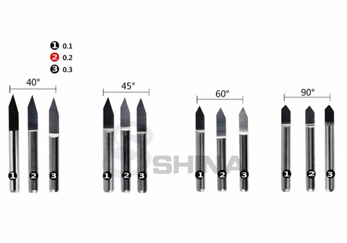 5 punte per incisione in carburo di tungsteno 6 mm 90 gradi 0,2 mm strumento router CNC - Foto 6 di 8