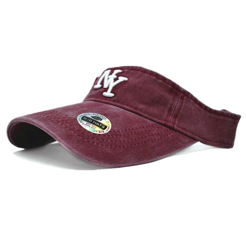 Summer Visor Sun NY Hat Sports Golf Tennis Beach Adjustable Washed Cotton Cap - Picture 13 of 16