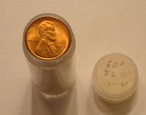 50 Piece ROLL 1950-S Lincoln Cents RED superb Gem BU Stored Away since 1964