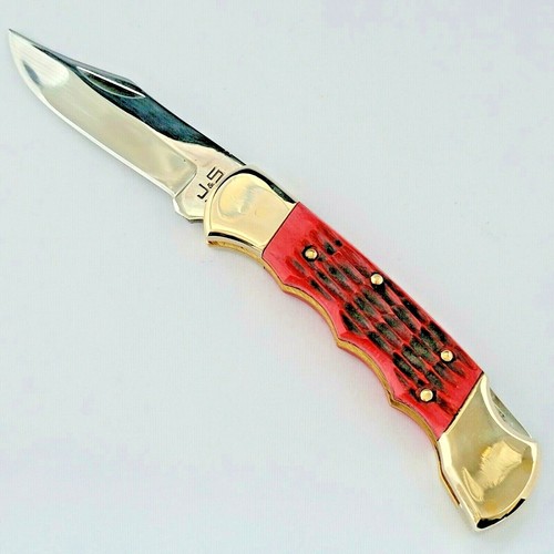 HANDMADE Hunting Camping Pocket Knife Stainless Steel Folding Blade Bone Handle - Picture 2 of 6