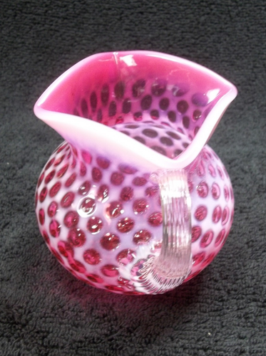 L. E. Smith Cranberry opalisierendes Glas Fenster Milchkännchen Krug selten antik - Bild 16 von 18
