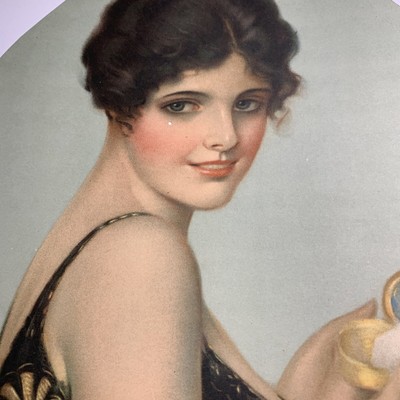 Original Pin Up Flapper Girl Art Print Frank Desch Oval