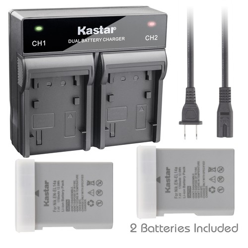 Kastar Battery Dual Rapid Charger for Nikon Camera Grip EN-EL14a Battery MH-24 - Picture 9 of 11