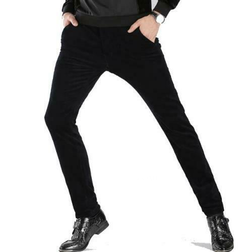 Mens Casual Dress Corduroy Pants Warm Straight-Leg Trousers Slim Fit Business - Picture 11 of 18