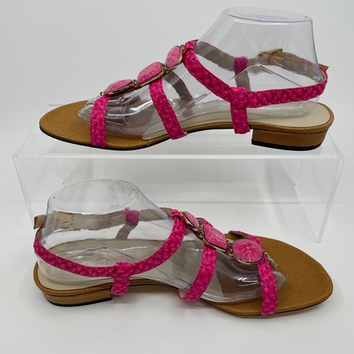Eric Javits Size 10 Fuchsia Pink Braided & Embellished Sandals NIB