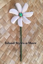 Fimo TIARE Flower Hair Bobby Pin WHITE LARGE