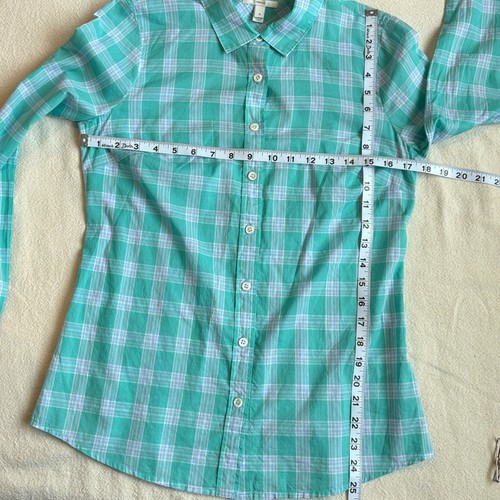 J Crew Perfect Shirt Womens 4 Plaid Blouse Button Down Top Pastel Semi Sheer - Picture 12 of 13