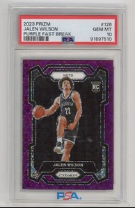 Jalen Wilson 2023-24 Panini Prizm Rookie RC /75 Purple Fast Break #128 PSA 10