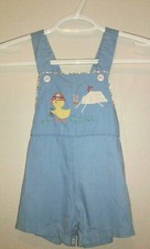 Vintage Thomas Baby Boy Size 24 Months Blue Camping Duck Overall Shorts