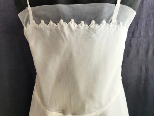 Vintage Classic Parisian Ivory Full Slip-Dress 1950's Satin Bell-Drop Hemline - Picture 4 of 10